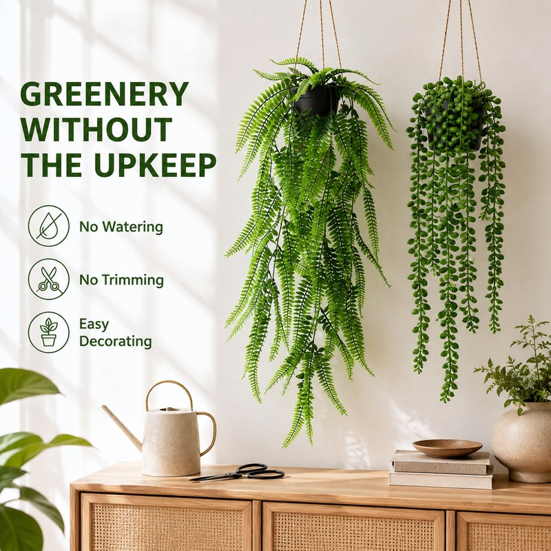 4 Pack Artificial Hanging Plants for Home Decor – Lush