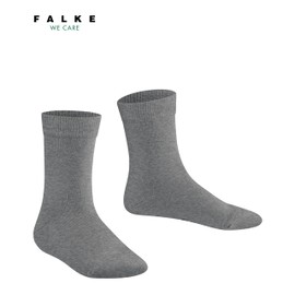 FALKE Unisex Children's Family Socks Breathable Sustainable Organic Cotton Reinforced Children's Socks Short Durable Skin-Friendly Non-Slip Plain 1 Pair, Grey Light Grey Melange 3390, 39 - 42