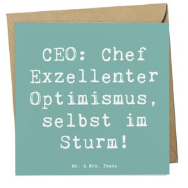 Mr. & Mrs. Panda Deluxe Karte Spruch CEO Optimismus - Geschenk, Lebensfreude, Hochwertige Grußkarte, Chief Executive Officer, Geschenke für