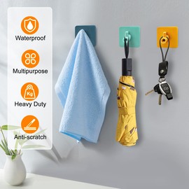 Oudizz Adhesive Wall Hooks 4 Pack, Heavy Duty Waterproof Towel Hooks for Bathroom, Kitchen, Bedroom, Office – Easy Self-Adhesive or Screw Mount(Pink)