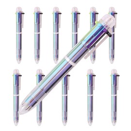 WUDQIJI Multicoloured Ballpoint Pens Pack of 12 Retractable Ballpoint Pens 6-in-1 Multicoloured Pens 6 Colours Multicoloured Pens 0.7 mm Nib Ballpoint Pen for Drawing Writing