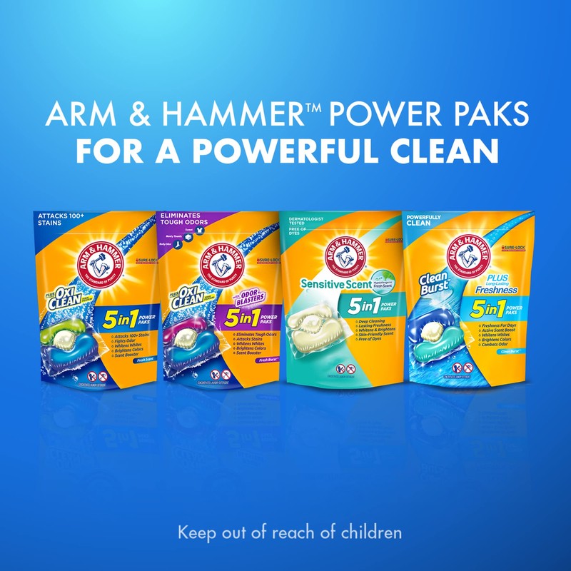 Arm & Hammer plus OxiClean 5-in-1 Power Paks, 24 Count