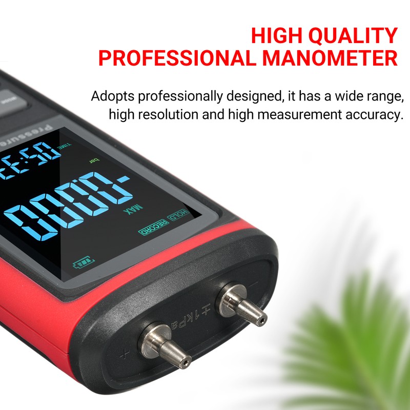 GT5101 Digital Manometer, Dual-Port Manometer Gas Pressure Tester, Handheld Professional
