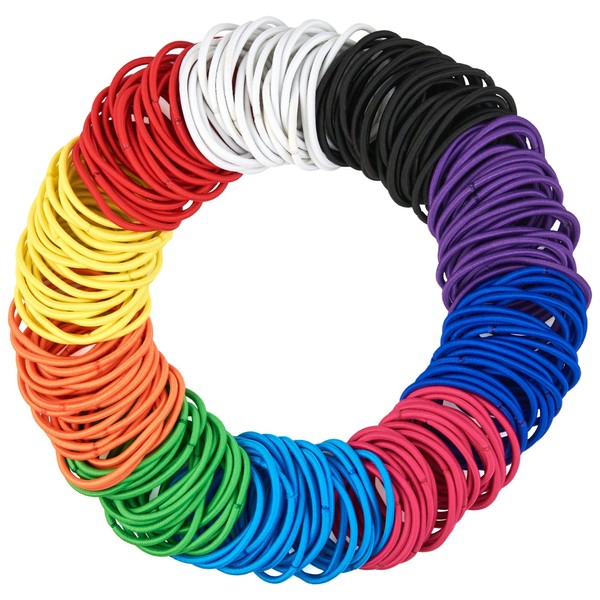 Expressions 216-Piece Hair Ties, 4mm Hair Elastics Bright Colors Value Pack, No Metal Hair Bands for Women, Durable Ponytail Holders For Thick Hair, Curly Hair and All Hair Types