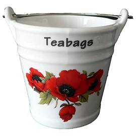 Poppy Teabag Tidy Bucket Shaped Teabag Tidy in Choice of 2 Sizes (Large)