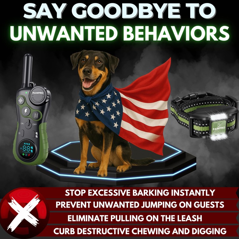Dog Shock Collar with Remote, Unmatched 4-Mile Range, Night-Light Mode,