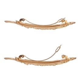 2Pcs Gold Vintage Alloy Feather Leaf Hair Clips Barrettes Hairpin Luxury Hair Comb Clips Women Hair Jewelry Hair Clips Hair Styling Accessories
