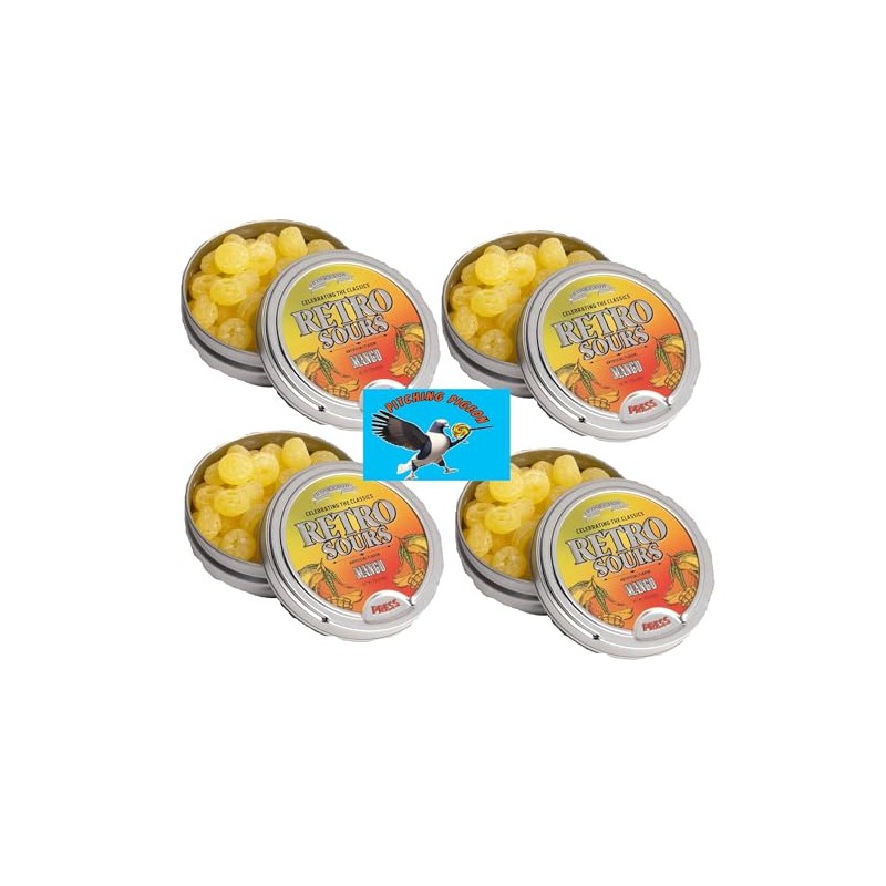 Retro Sours Hard Tangy Candy 4ct Mango Flavored Tins 8.48oz