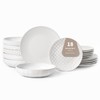 FOBENTA 18-Piece Embossed Ceramic Dinnerware Set–6 Dinner Plates,6 Salad Plates,6
