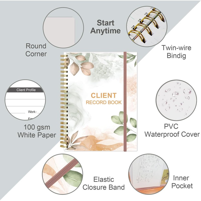 Heveboik Client Record Book - Hair Stylist Client Profile Book-Binder