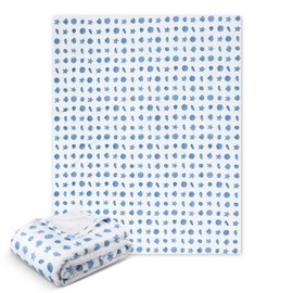 SmoothNovelty Ocean Life Ocean Beach Throw Blanket 50x60in Blue Nautical Coastal Bed Blanket Seashell Starfish Soft Flannel Throw Blankets for Adults for Sofa Couch Bed Room Birthday Gifts Decor