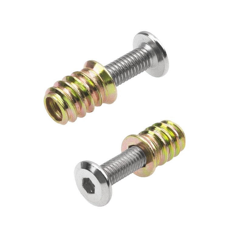 Rrina 16 Sets M6x25 Furniture Screw Nut Threaded Wood Inserts
