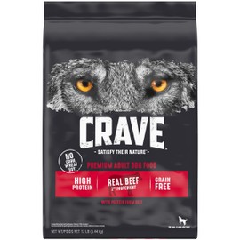 CRAVE Grain Free Adult High Protein Natural Dry Dog Food with Protein from Beef, 12 lb. Bag