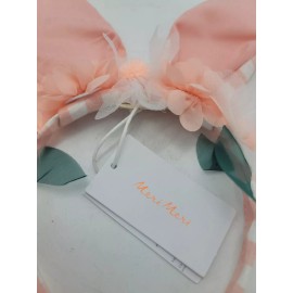 Meri Meri Headband Bunny Rabbit Ears Easter Checkered  Gingham Party Kids Pink