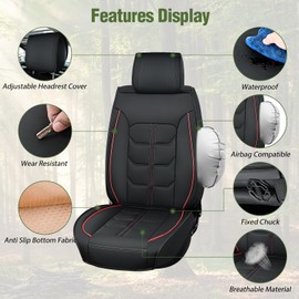 Nilight Car Seat Covers Custom Fit 2007-2024 Jeep Wrangler JK JL 4-Door Waterproof Leather Cushion Full Set with Split Bench 40/60 for Unlimited Sahara Rubicon Willys Chief Moab
