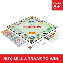 Hasbro Monopoly Board Game - Ages 6+ - 1 Player - Abstract Strategy - Real Estate