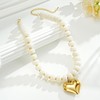 JIAOGE White Beaded Necklaces for Women, Heart Statement Chunky Necklace