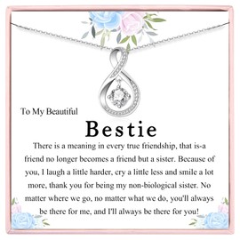 JETBON Best Friend Birthday Gifts, Sterling Silver Infinity Pandant Necklace for Women, Bff Gifts, Bestie Gifts for Girls Best Friend, Friendship Jewellery Gifts for Christmas Graduation