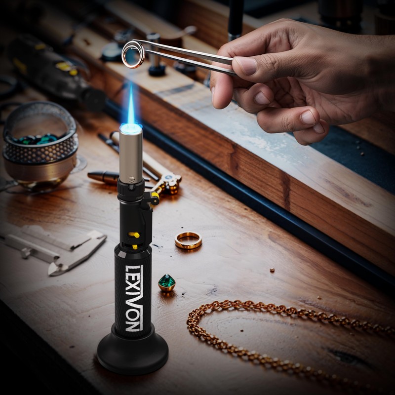 LEXIVON Butane Blow Torch, Refillable Upright Lighter with Adjustable Flame