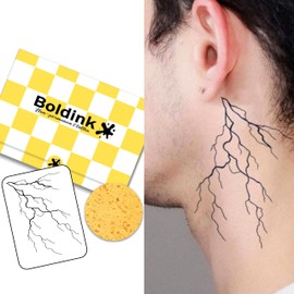Boldink Temporary Tattoos, semi permanent tattoos, 15-day long lasting tattoo sticker, waterproof and anti-reflective, unique design（Lightning）