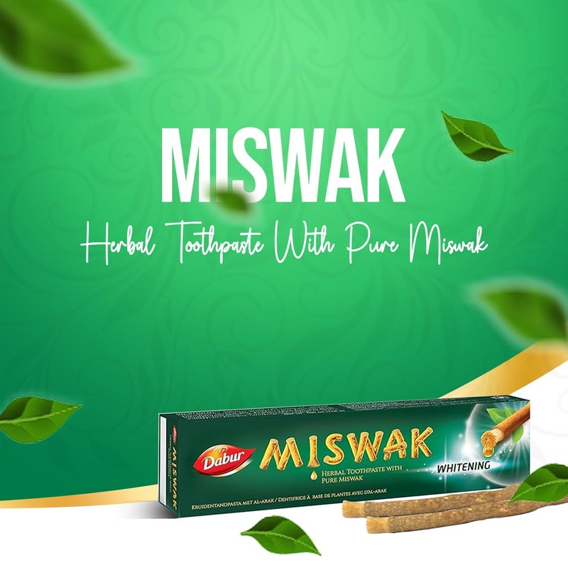 Dabur Miswak Whitening Toothpaste - 100gm, Herbal Toothpaste with Pure