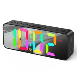 AulToller Wecker Digital mit 2 Wecker Laut für Tiefschläfer,11 Modi RGB-Nachtlicht, 4 Einstellung der Helligkeit, Große Zahlen,Wochentag,Netzbetrieben,USB-Ladeanschluss (Schwarz)