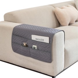 TINAYAUE Waterproof Sofa Armrest Organizer Recliner Storage Bag with 6 Separated Pockets for Store Remote Control, Keys, Glasses, Newspaper Anti Slip Living Room Couch Bed Armchair Protector