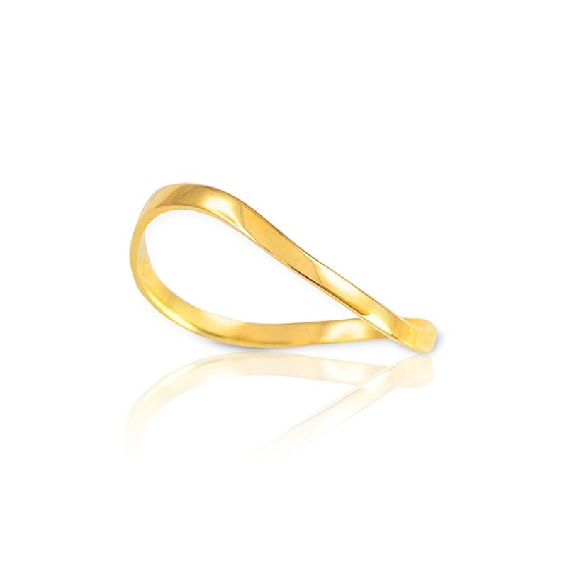 High Polish 14k Yellow Gold Wave Band Thumb Ring (Size
