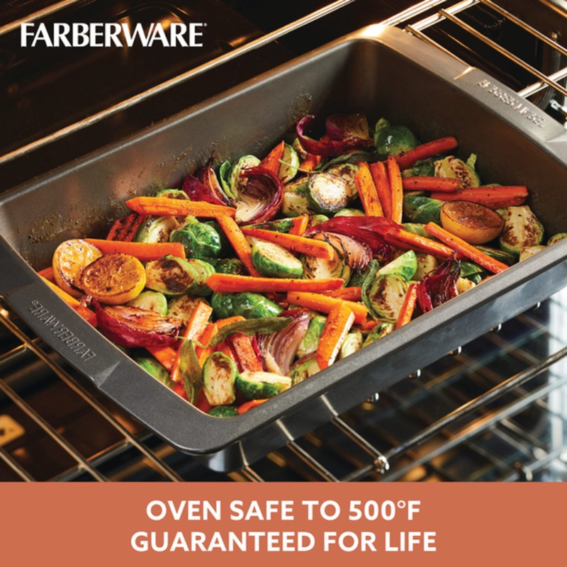 Farberware Bakeware Nonstick Roasting Pan/Roaster with U-Rack, 14.75 Inch x
