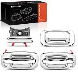 A-Premium - Tailgate Handle with Bezel & Front Exterior Door Handles - Compatible with 1999-2007 Chevy Silverado & GMC Sierra 1500 2500 3500 - Pack of 4, Front & Tailgate, Replace# 15034985, 15034986
