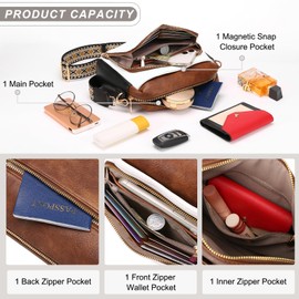 GAEKEAO Quilted Crossbody Bags for Women Vegan Leather Purses with Wide Strap,Women's Crossbody Travel Purse Built in Wallet