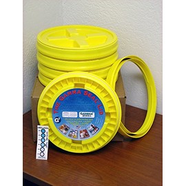 Gamma Seal Lid, Yellow, 5 Pack - New! - Boxed! - 5 Gallon Bucket Lids (Fits 3.5, 5, 6, & 7 Gal.) Storage Container Lid