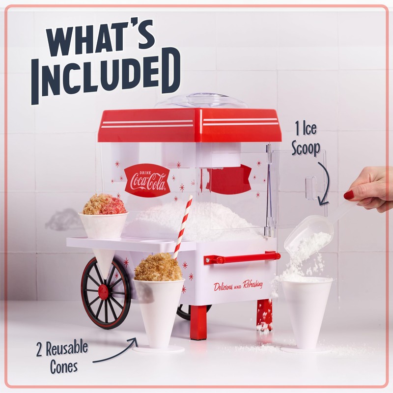 Nostalgia Coca-Cola Snow Cone Shaved Ice Machine - Coke Retro