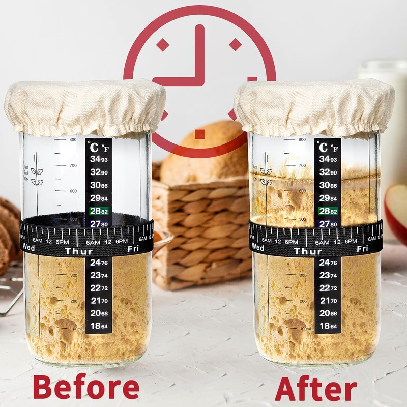 INFTYLE Sourdough Bread Starter Jar Kit 34oz Large Capacity Glass