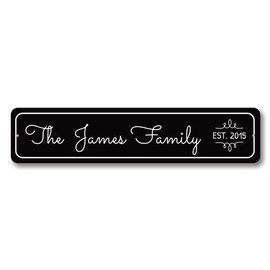 Wedding Sign, Established Date Sign, Custom Family Name Sign, Wedding Last Name Aluminum Decor - 6" x 24"