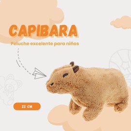 Mastery Brand Peluche de Capybara Realista - Capibara Suave y Adorable Regalo para Niños y Niñas en Color Café; Juguete de Peluches Animalito Tierno Kawaii Esponjoso y Relleno.