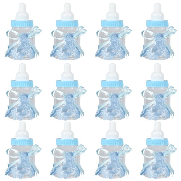 Candy Bottle Candy Container Gift Bonus Bottle Candy Jar Chocolate Bottle Box Baby Shower Party Baby Bottle Shape for Girls 12 Plastic (Blue) Storage Containers Canister