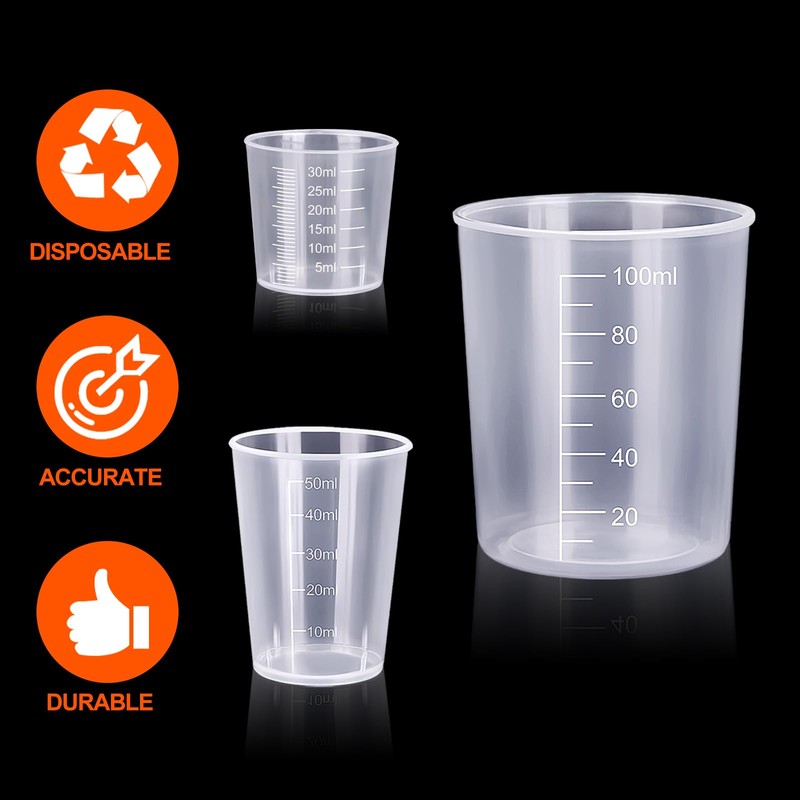 25 Pcs Plastic Measuring Cups, Resin Mixing Cups, Epoxy Mixing