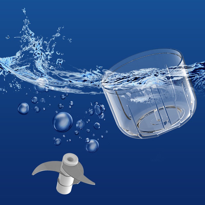 Garlic Chopper Electric Portable Blue 3 Blade Design 250mg Capacity