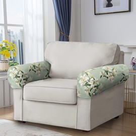 Qehuruxo Lilies Sofa Arm Covers for Couch Stretch Arm Rest Cover, Anti-Stains Couch Arm Cover Easy to Clean Sofa Slipcover Furniture Protector Cover Office Chair Armrest Covers