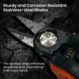 Pristis Mini Fishing Scissors, Compact Stainless Steel Blades Line Cutter Multi Tool with Non-Slip Handle, Micro Serrated Edge Pliers Gear Kit for Saltwater Freshwater Braided Fluorocarbon Mono Lines