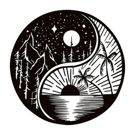 WINBST Yin Yang Wand Kunst Dekor, Metall Tai Chi Wandbehang Dekor, Natürlicher Sonne und Mond für Yoga Zen Badezimmer Schlafzimmer Büro 29 * 29cm