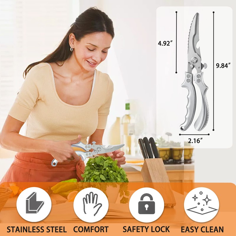 Kitchen Shears Heavy Duty Kitchen Scissors Poultry Shears, Stainless Steel