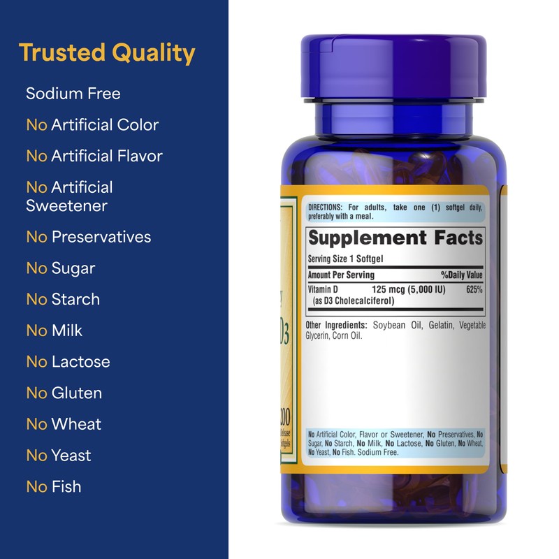 Puritan's Pride Premium Sunvite™ Mega-Potency Vitamin D3 5,000 IU, Dietary