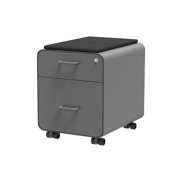 Monoprice Round Corner 2-Drawer File Cabinet - Gray, Lockable with