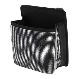 RATCHROLL 1 Pcs Universal Car Trash Can Hanging 7.9" Length 4.3" Width 9.1" Height Trash Bin White Black Flannel Rhinestone