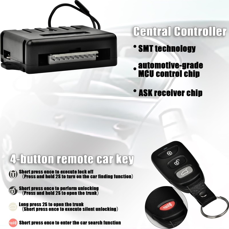Holwim Universal Car Power Door Lock Kit with 4Pcs 12V