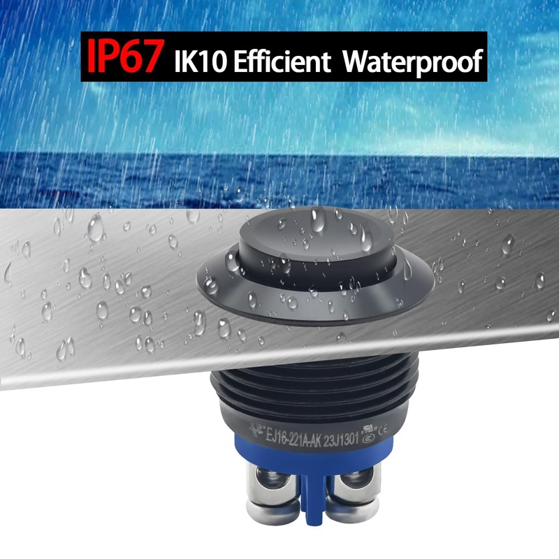UL Certification 16mm 5/8" Momentary Push Button Switch Waterproof IP67