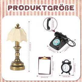 Miniature Gnome Accessories, Miniature Phone Miniature Clipboard, Miniature Alarm Clock, Miniature Table Lamp, Dollhouse Accessories, Dollhouse Furniture for DIY Dollhouse Decor