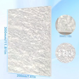 FaeliKnise 2 Pack12x8 Inch Pearl Cast Acrylic Sheets for CO2 Laser Cutting and Engraving Patterned Acrylic Plastic Sheets 1/8 Thick for DIY Crafts, Home Decor, Art Design (2, Pearl White, 12x8 Inch)